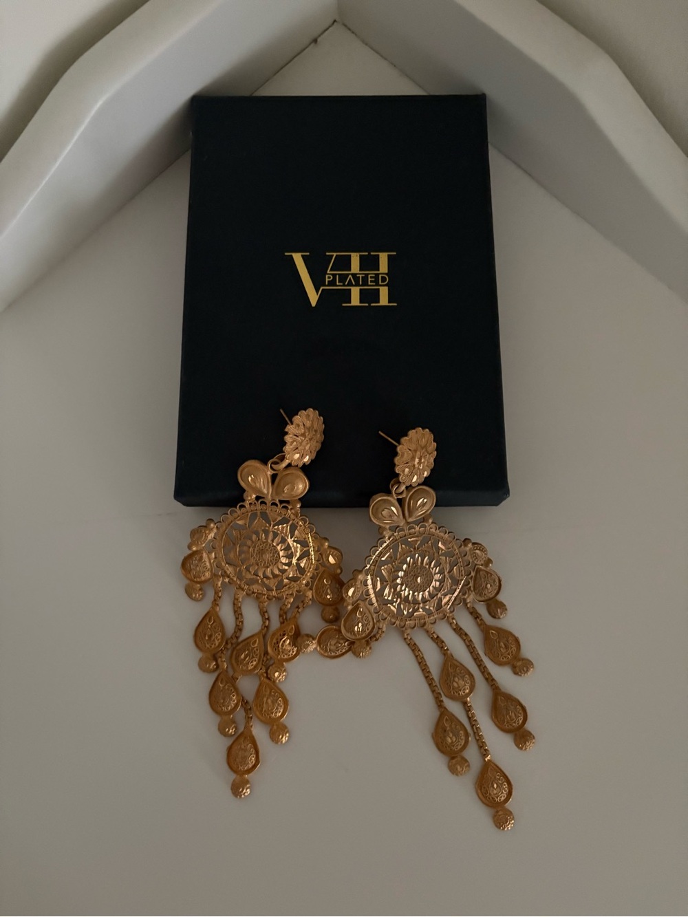 Gold Filigree Dangle Earrings